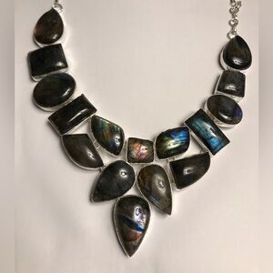 Labradorite Stamped 925 Sterling Silver Necklace